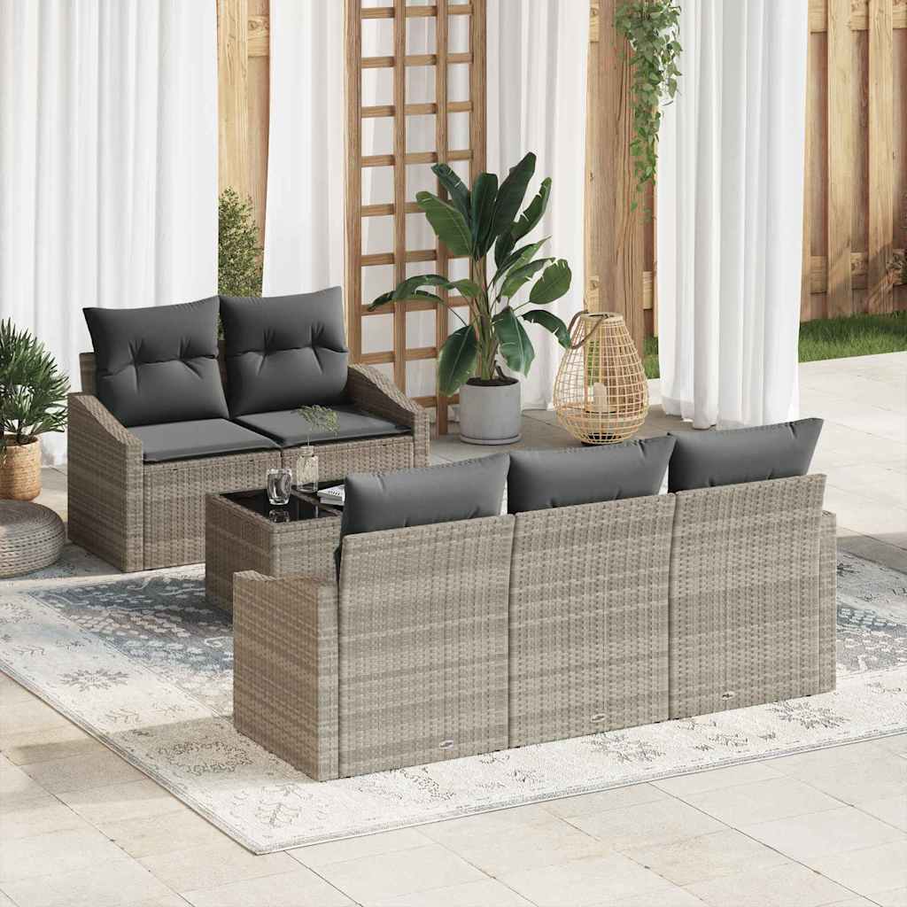 Garten-Sofa-Set 6 pcs Hellgrau und Dunkelgrau 55 x 55 x 37 cm